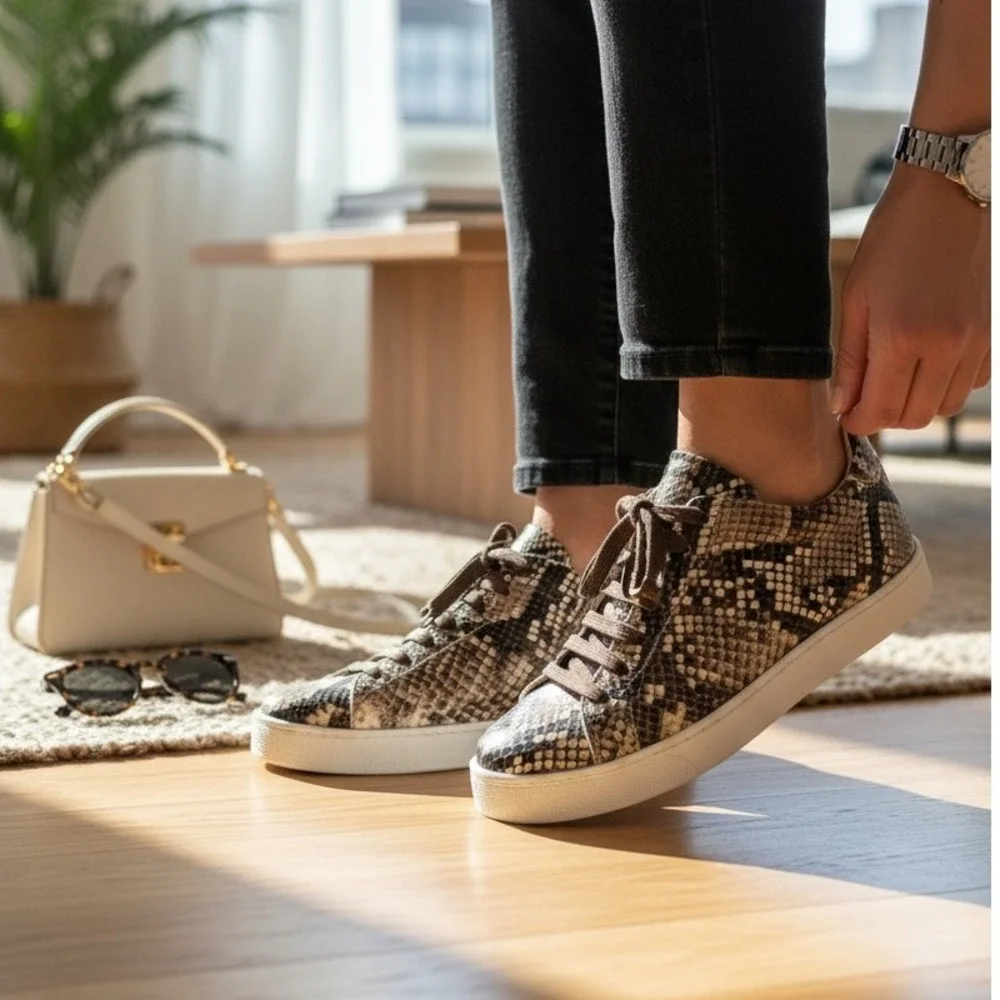 To Boot New York Adam Derrick Python Leather Sneakers Kelly Africa  Women Size 8
